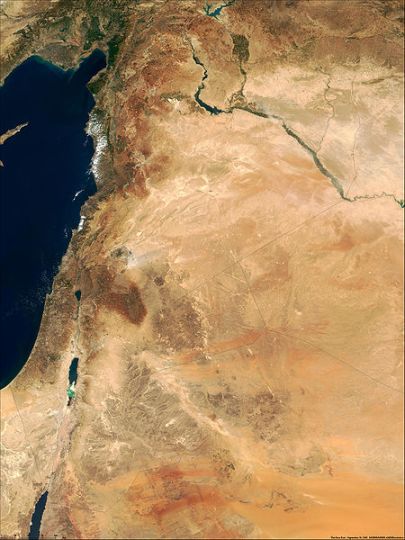 Δορυφορική εικόνα Κοίλης-Συρίας, όπου διεξήχθησαν οι Συριακοί Πόλεμοι_πηγή wikipedia