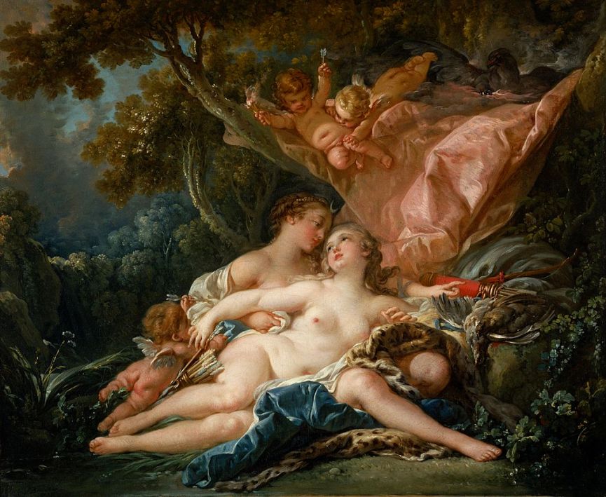 Δίας και Καλλιστώ by François Boucher, Zeus/Jupiter takes the form of Artemis/Diana (Nelson-Atkins Museum of Art, Kansas City) wikipedia URL [https://en.wikipedia.org/wiki/Callisto_(mythology)]