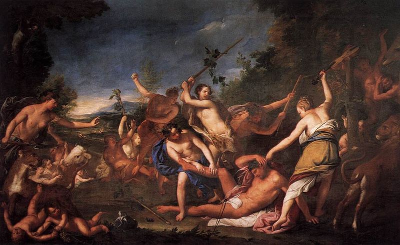 Ορφέας και Βακχίδες Orpheus and the Bacchantes Wikipedia URL [https://commons.wikimedia.org/wiki/File:Gregorio_Lazzarini_-_Orpheus_and_the_Bacchantes_-_WGA12527.jpg] 