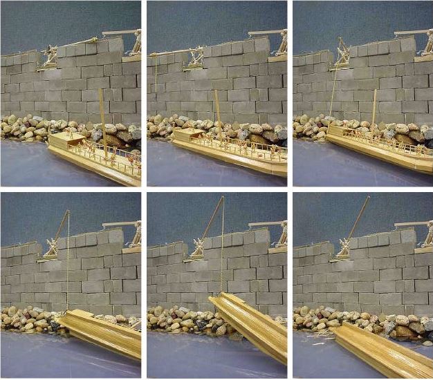 Σχήμα 9 Αναπαράσταση διαδικασίας ανύψωσης και άφεσης πλώρης από την Σιδηρά Χείρα.