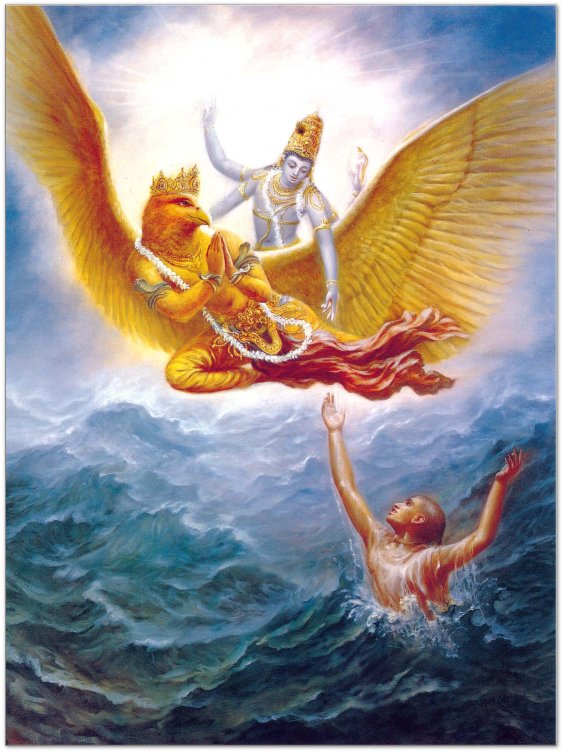 Ο θεός Vishnu με το Garuda. 